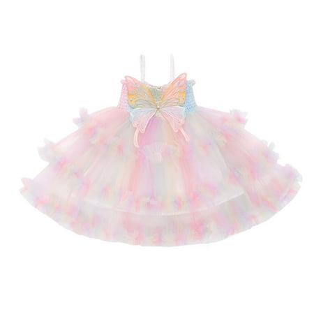 

Toddler Baby Girls Summer Dress Sleeveless Butterfly Tulle Suspenders Dress Dance Party Princess Dresses Baby Girl Clothes