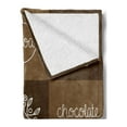 thumbnail image 2 of Chocolate Soft Flannel Fleece Throw Blanket, Cocoa and Chocolate Floral Inside Squares in Brown Shades, Cozy Plush for Indoor and Outdoor Use, 60" x 80", Cocoa Chocolate, by Ambesonne, 2 of 5