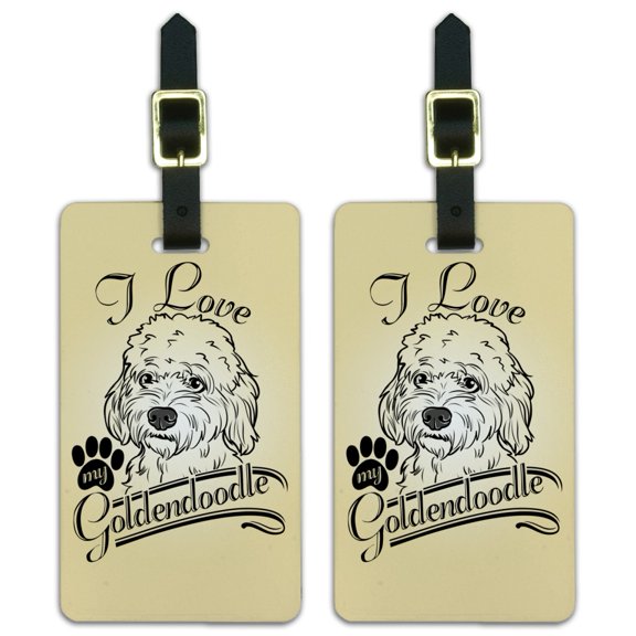I Love My Goldendoodle Luggage ID Tags Suitcase Carry-On Cards - Set of 2