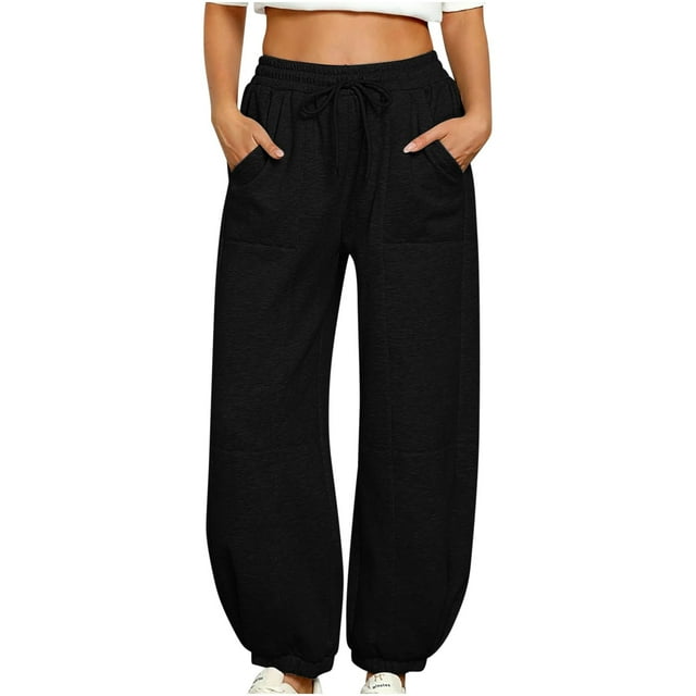 MeetoTime Sweatpants for Women Baggy Joggers Cinch Bottom High Waisted Drawstring Workout Pants with Pockets 2024