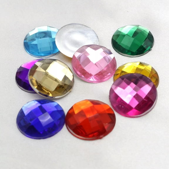 U8MO 50 Mixed Color Acrylic Flatback Rhinestone Round Gem Beads 18mm No Hole