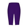 thumbnail image 4 of Jxximdong Leggings for Women Capri Leggings For Women Knee Length Capri Leggings Summer Cropped Pants Casual Solid Comfy Capris Purple L Yoga Pants, 4 of 5