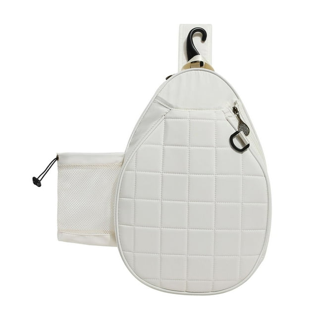 Langgg Men Women Tennis Bag Backpack Large Capacity Easy Access Racket Storage Gear Tennis Bag For Men Women 2 Rackets Backpack White 29.5x10x43cm