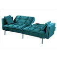 thumbnail image 4 of Uspridefurniture Bernal 75.6"W Velvet Futon Sofa Bed Sleeper, Blue, 4 of 5
