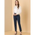 thumbnail image 2 of INSPIRE CHIC Pantalones A Cuadros De Tartán Vintage Para Mujer Pantalones Largos Rectos De Cintura Elástica Azul oscuro M, 2 of 6