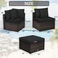 thumbnail image 4 of Costway 4PCS Patio Rattan Furniture Set Sofa Ottoman Cushion Garden Deck Black, 4 of 10