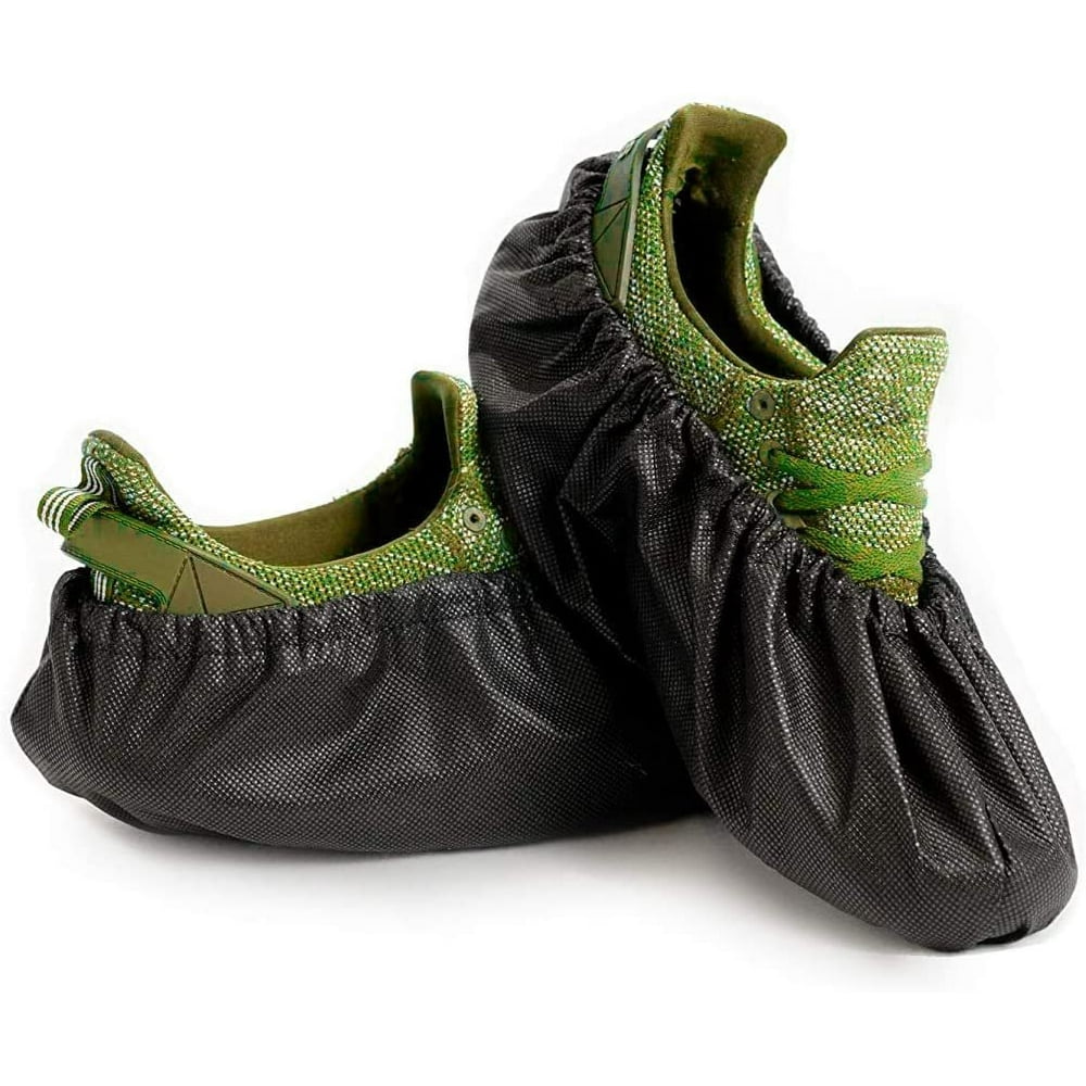 Disposable Shoe Covers For Indoors Non Slip 15" Pack of 100 Black Shoe Booties Disposable