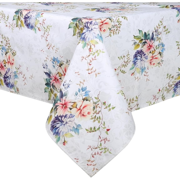 Colorful Floral Tablecloth, Waterproof Flower Table Cloth for Rectangle Tables, Wrinkle Resistant Decorative Table Cover for Kitchen Dining Parties Picnic (54 * 72in)