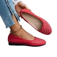 thumbnail image 6 of Womens Rhinestone Embellished Ballet Flats with Memory Foam - Comfortable Sparkly Slip On Shoes for Evening, Work & Casual - Red,Size 9, 6 of 6