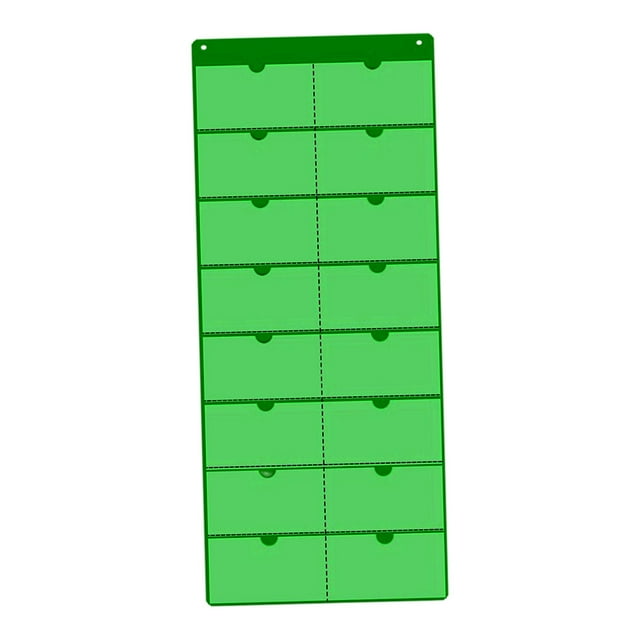 Calendario de bolsillo para aula, calendario mensual vacío en blanco con 16 bolsillos Verde
