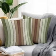 thumbnail image 2 of Brown Green Striped Outdoor Pillow Covers Set of 2 Modern Vintage Wood Texture Rectangle Waterproof Throw Pillow Case Decorative Square Cushion Cover for Patio Couch Garden Balcony, 20"x20", 2 of 9