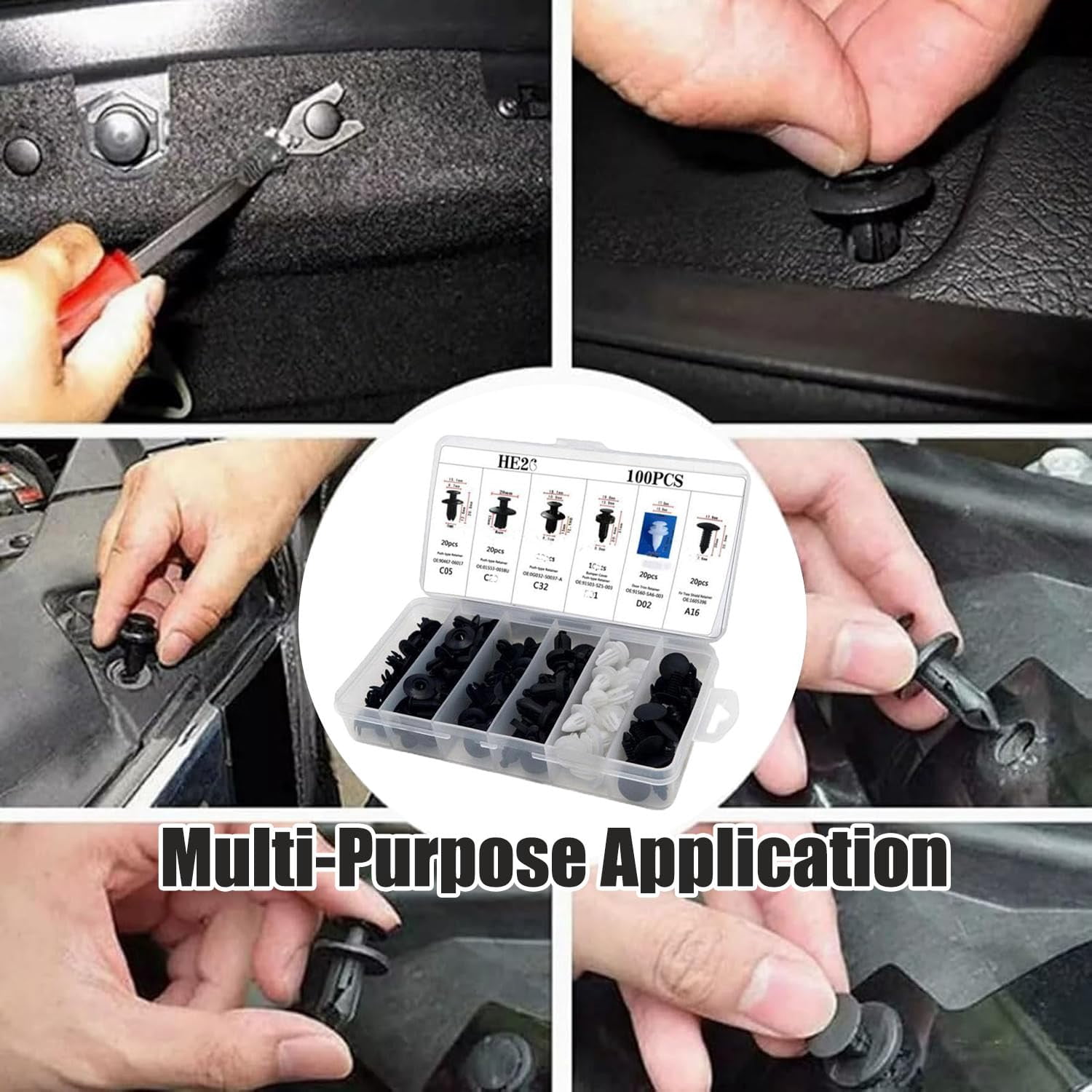 100PCS Universal Expansion Screw Clips Set, Automotive Plastic Fastener Kit , Car Retainer Clips for Automobiles Mudguard Leaf Plates Door Panel Clip