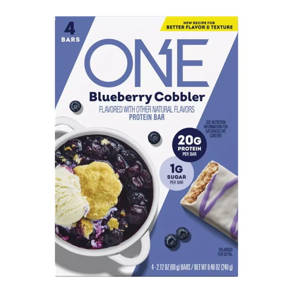 Pack of 6, Onebar Blueberry Cobbler Flavored Protein Bar, 8.48 oz