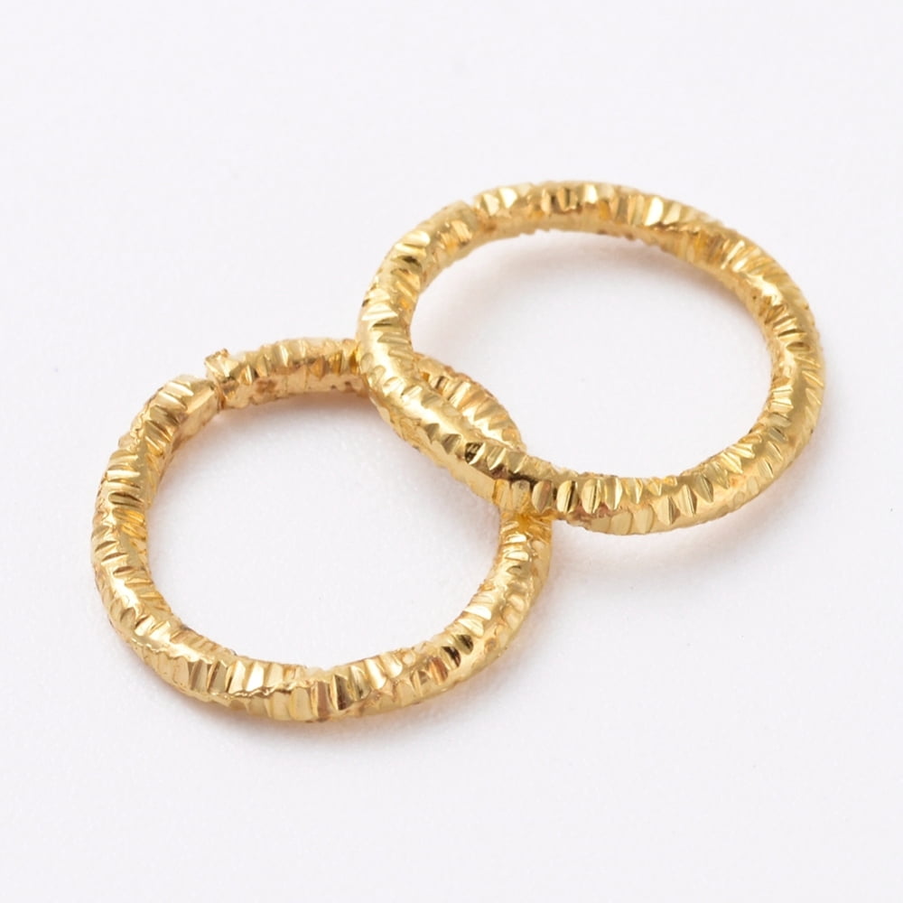 Iron Textured Jump Rings Open Jump Rings for Jewelry Making Golden 10x1mm 18 Gauge Inner Diameter: 7.5mm about 1900~2000pcs/bag
