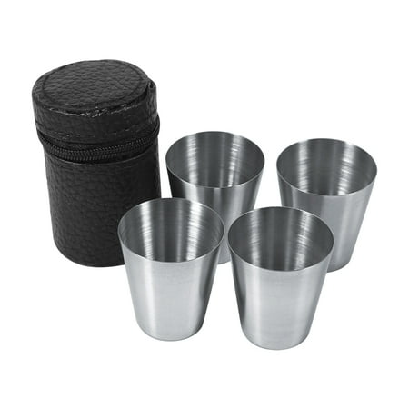 

Portable Stainless Steel Tea Coffee Cup 30ml Beer Mug + Bag Using for Travel (4 pcs)