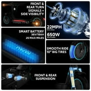 Electric Scooters for Adults, 650W Motor, Up to 21 MPH, Folding E Scooter with Side Lights
