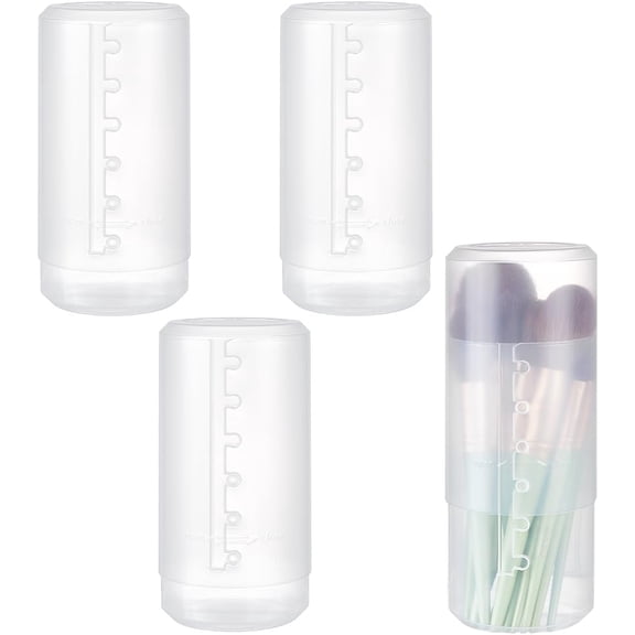 4 Pcs Transparent Plastic Makeup Brush Holders 2.95x5.9inch Retractable Makeup Brush Holders Portable Cosmetic Brushes Organizer