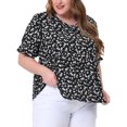 thumbnail image 4 of Agnes Orinda Women's Plus Size V Neck Floral Ruffle Sleeves Summer Babydoll Blouses 2X Black, 4 of 6