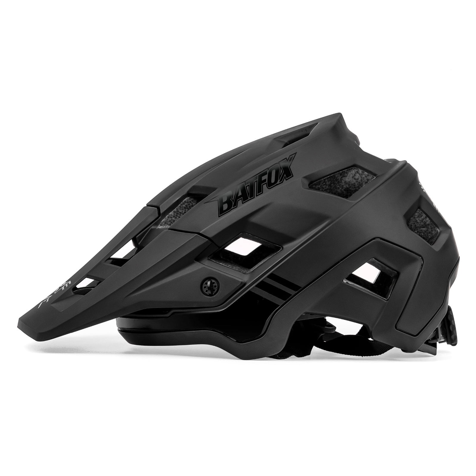 BATFOX MTB Helmet for Adults Men & Women, Adjustable Mountain Bike Helmet for Trail & E-Bike (Black,L)