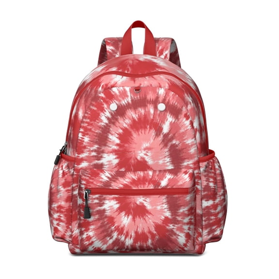 Red Tie Dye Pattern Backpack for School,Schoolbag with Adjustable Shoulder Straps & Padded Back,13.4"x11"x4.7"