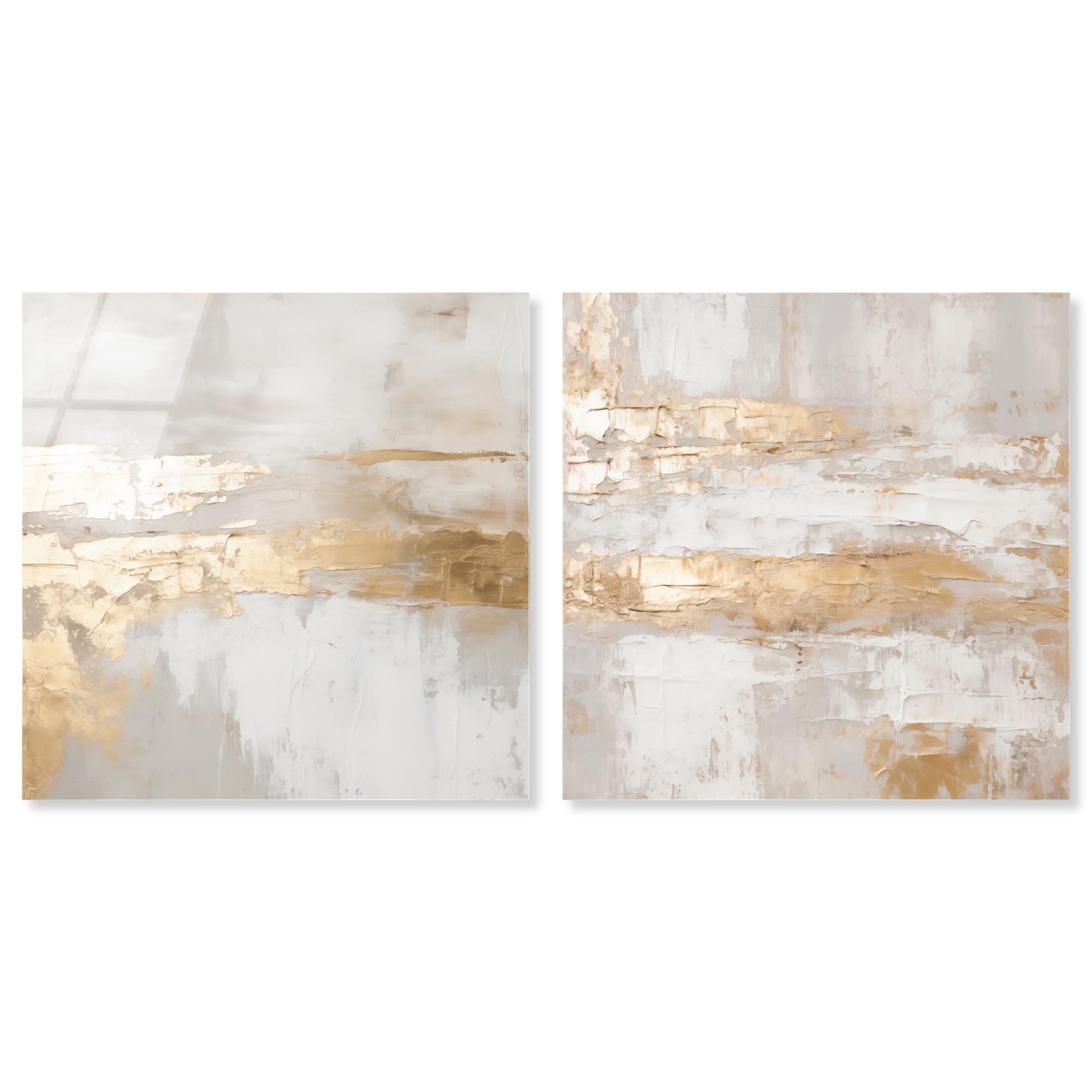 Golden Luxe Glam Set 2 Panel Set Acrylic Print Abstract Wall Art by Art Remedy, Ready to Hang, 12 x 12