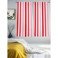 thumbnail image 4 of Red Pink Stripe Semi Sheer Curtains 72 Inch Length 2 Panels Set, Geometric White Vertical Striped Sheer Kitchen Curtain Privacy Voile Window Curtain for Living Room Bedroom Rod Pocket Drapes, 4 of 7