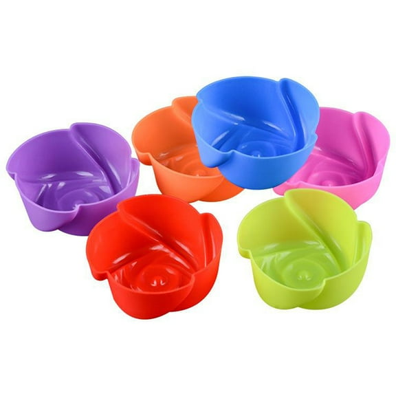 LEORX 12Pcs Silicone Baking Mold for Kitchen Use Non Stick Flexible Food Grade Rose Shape