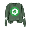 thumbnail image 1 of WEAIXIMIUNG Chandails Courts pour Femmes Plus Chandail de Jogging à Manches Longues et Col Rond pour la Saint-Patrick Vert avec Imprimé Graphique de Quatre Feuilles, 1 of 4