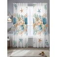 thumbnail image 2 of Beach Coastal Sheer Curtains 84 Inch Length 2 Panels Set Window Treatments, Nautical Shell Starfish Coral Summer Rod Pocket Semi Curtains for Living Room/Bedroom/Kitchen Décor, 104"W x 84"L, 2 of 7