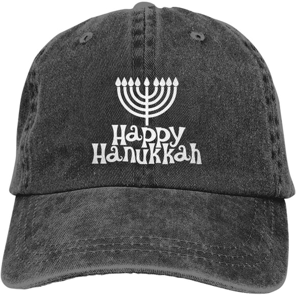 Hanukkah Jewish Funny Hat Adjustable Denim Baseball Cap Black Dad Hat Men Women