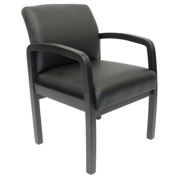 Kingfisher Lane Transitional Leather Guest Chair in Black