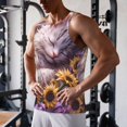 thumbnail image 5 of KLL Warm Sunflower Sleeping Cat Print Men's Muscle Gym Workout Stringer Tank Tops Bodybuilding Fitness T-Shirts Tank Tops Men-Large, 5 of 7