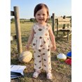 thumbnail image 4 of Cenuakty Toddler Girl Summer Outfits Rugby Print Bowknot Waffle Sleeveless Cami Tops and Elastic Waist Pants 2Pcs Clothes Set, 4 of 9