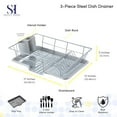 thumbnail image 3 of Sweet Home Collection 3-Piece Kitchen Sink Dish Drainer Set- Silver, 3 of 5