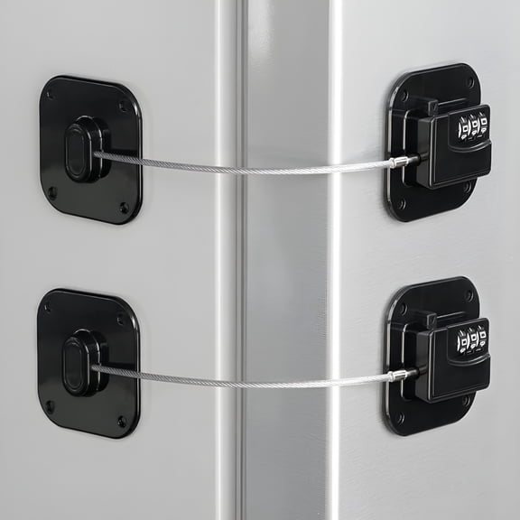 ZHZFKQ Refrigerator Lock, Heavy Duty Fridge Lock, Combination Lock for Refrigerator Cabinets, Drawers, Safety Lock, Easy Install No Keys Needed (Black-2 Pack) Baby Safety Products