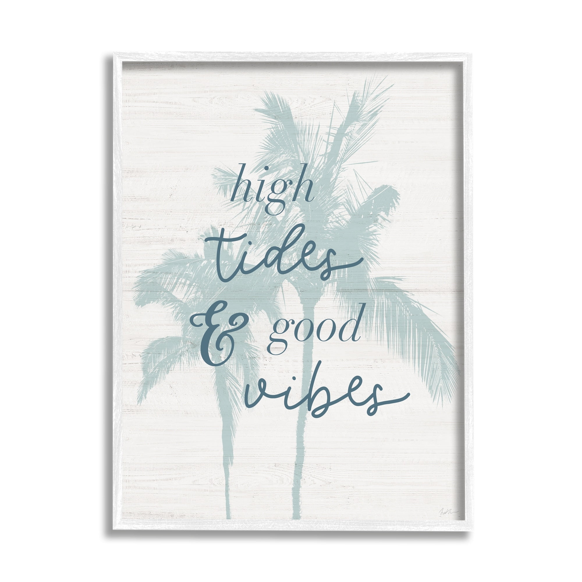 Stupell Industries High Rides & Good Vibes Tropical Palm Phrase, 11 x 14, Design by Natalie Carpentieri