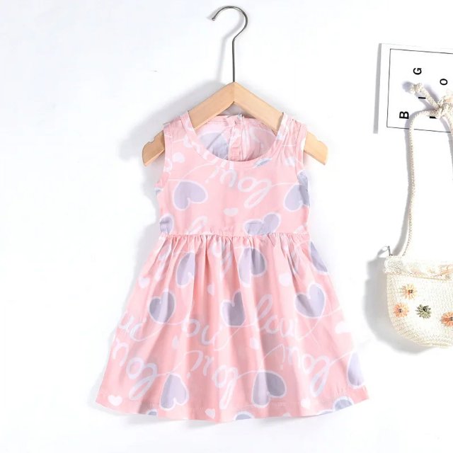 Bébé Filles Robe Sans Manches Mignon Imprimé Dessin Animé Enfants Princesse Robes Coton Enfants Robe Soleil Vêtements Fille Été Plage Vêtements