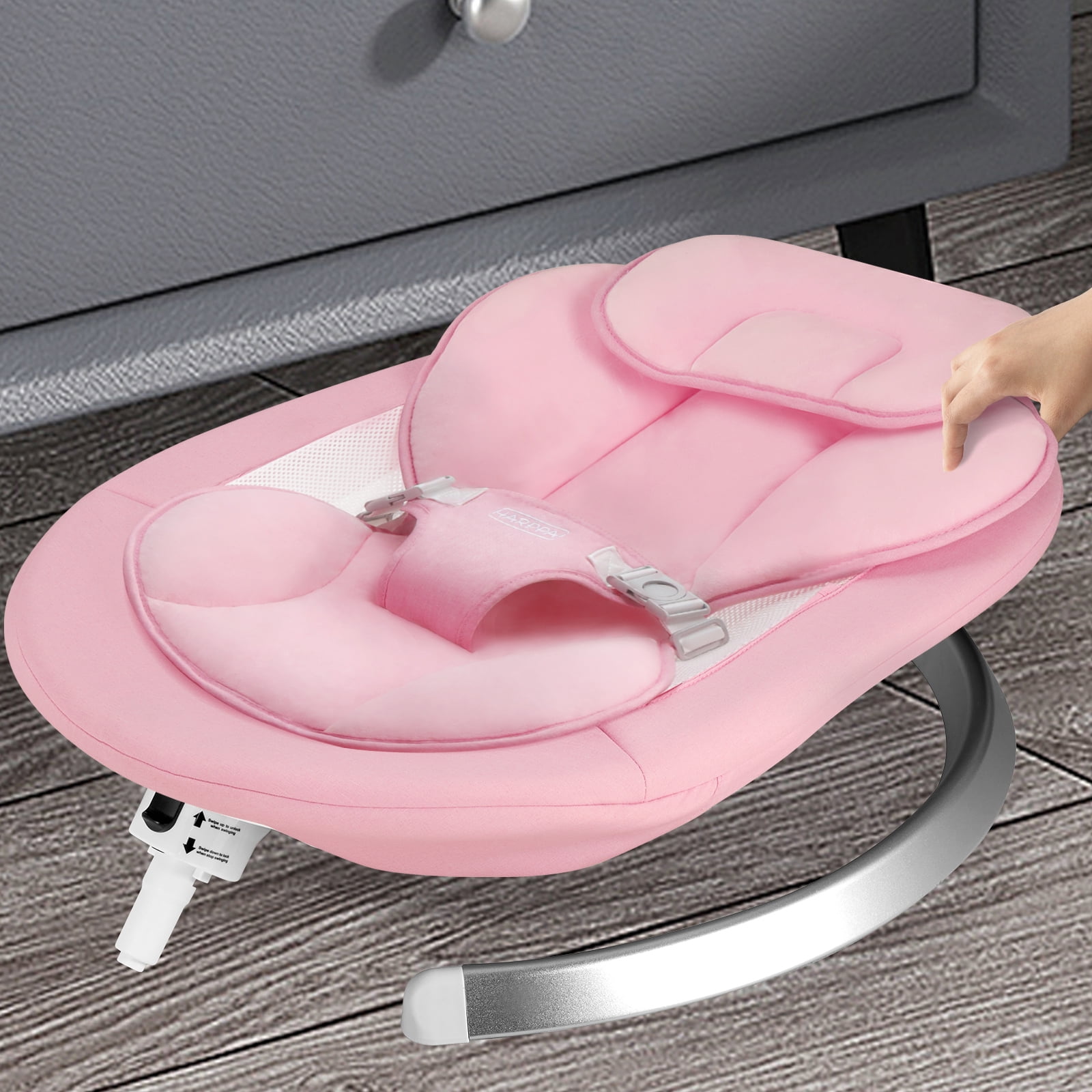 HARPPA Electric Baby Swing for Infants with Remote Control, 5 Sway Speed, Pink
