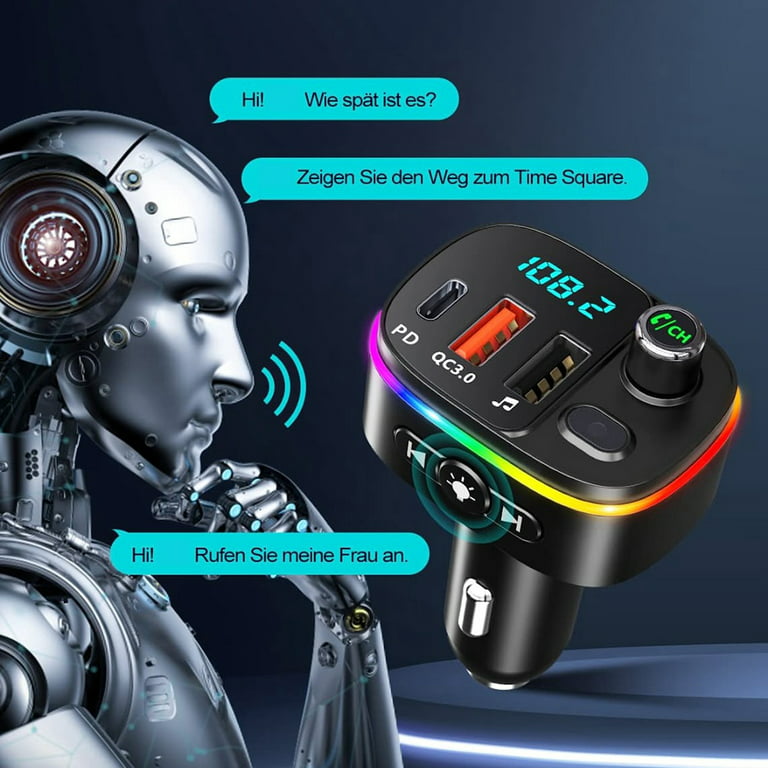 Bluetooth Adapter For Car, Car Bluetooth Fm Transmitter, 9 Rgb Lighting  Modes,hands-free Auto Mp3 P