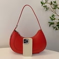 thumbnail image 4 of Bolso Cuero PU Con Forma Media Sólido para Mujer Mano () Rojo, 4 of 8