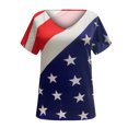 thumbnail image 4 of Blusa de camiseta informal con estampado de manga corta y cuello en V de verano para mujer a la moda Fridja  bn7212, 4 of 5
