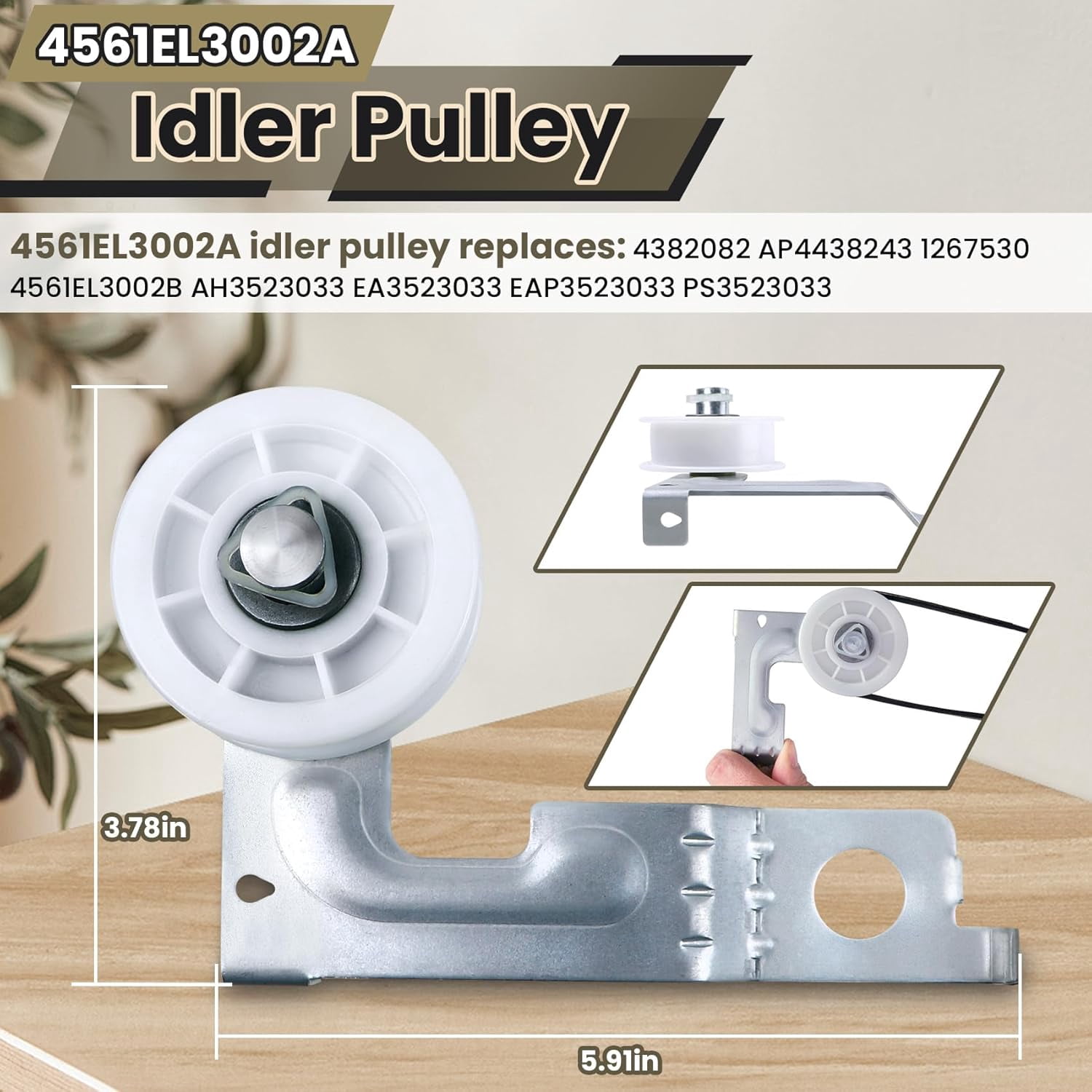 Upgraded Dryer Repair Kit Compatible with Samsung Dryer Roller Replacement Kit, for DC97-16782A Dryer Roller, DC93-00634A Idler Pulley, 6602-001655 Belt (6 Roller White Spacer)