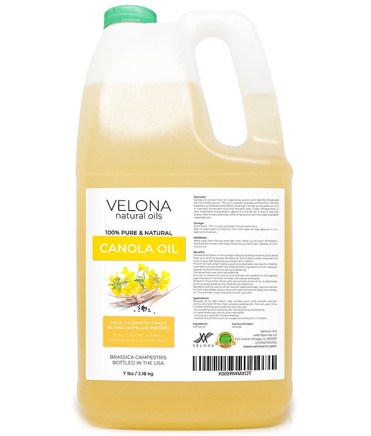 Canola Seed Oil by Velona 7 lb 100 Pure and Natural Carrier Oil