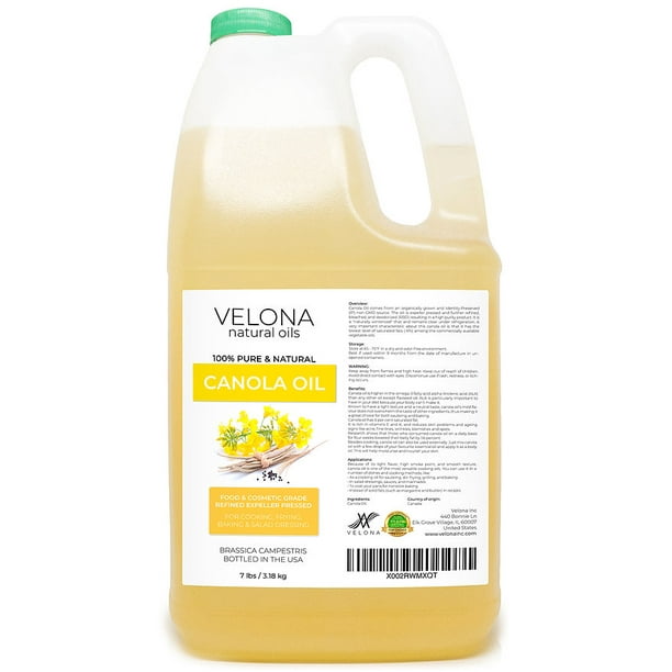 Canola Seed Oil by Velona 7 lb 100 Pure and Natural Carrier Oil