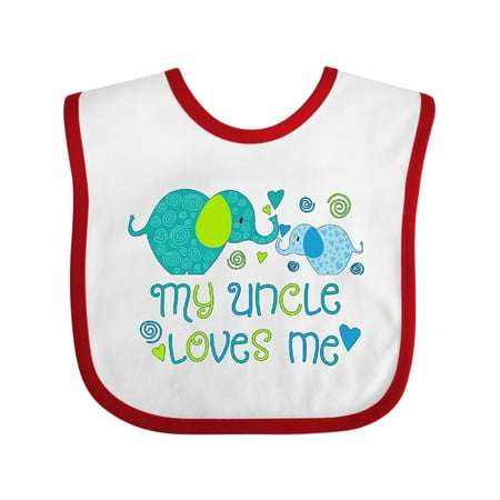 

Inktastic My Uncle Loves Me- Cute Elephants Gift Baby Boy or Baby Girl Bib