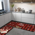 thumbnail image 2 of Buffalo Plaid Santa Moose Merry Christmas Kitchen Rugs and Mats Set 2 Piece for Floor,Snow Xmas Winter Holiday Non Skid Low-Profile Sink Rug Mat Decorations for Home Kitchen 18"x48"+18"x30", 2 of 6
