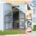 thumbnail image 6 of imerelez Large Outdoor Cat House, 28ft² Luxury Wooden Cat Run Enclosure Walk in Cat Catio Kitten Condo with 2 Cat Doors, 2 Playpen & Hiding Houses, Bridges, Walks, Roof Cover, Grey, 6 of 9