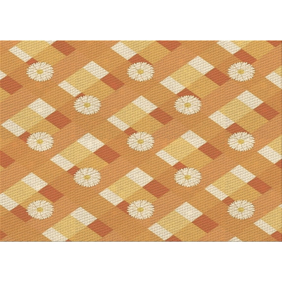Ahgly Company Machine Washable Indoor Rectangle Transitional Yellow Orange Area Rugs, 2' x 5'