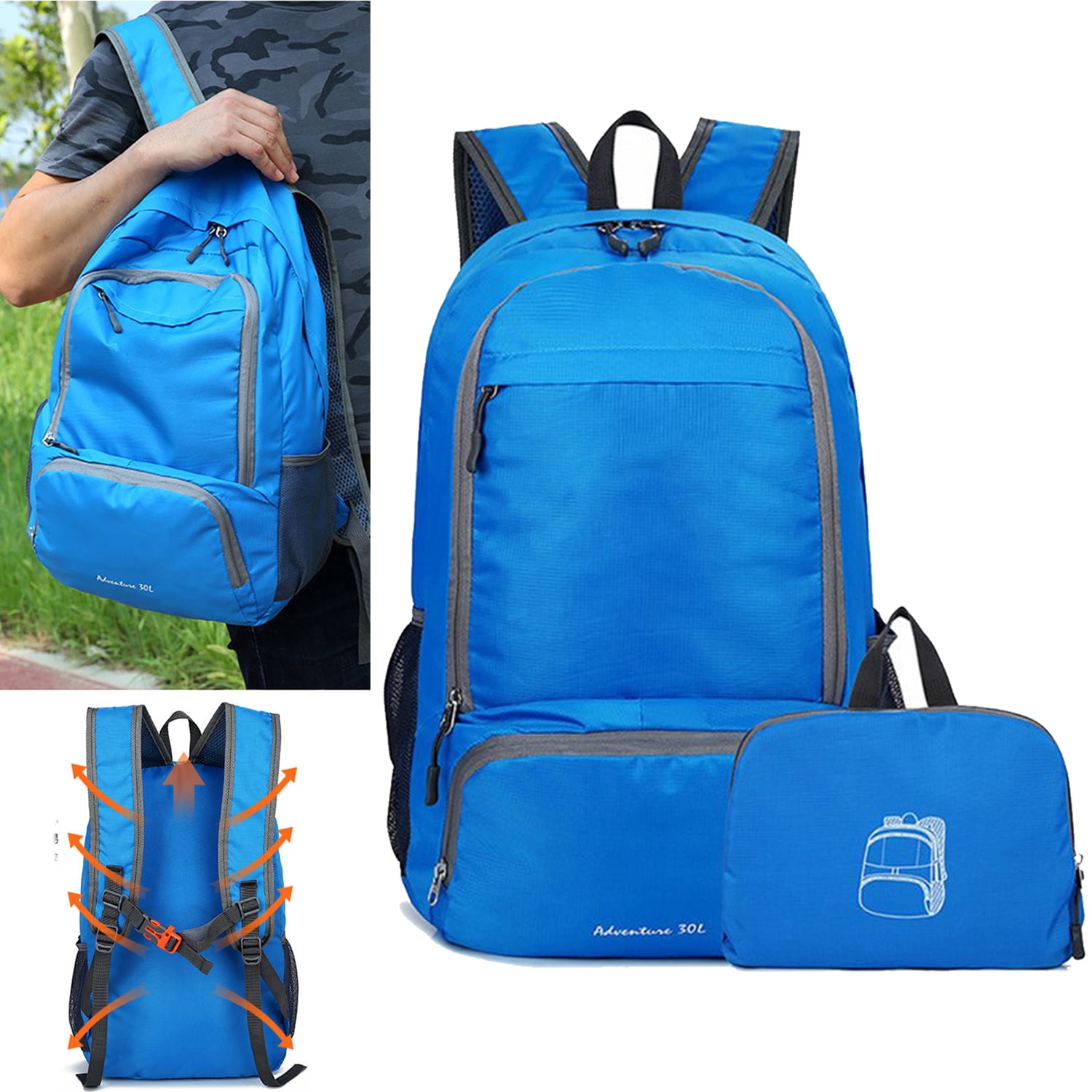 Lightweight Hiking Travel Backpack, 30L Packable Ultralight Backpack Daypack, WaterResistant