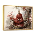thumbnail image 2 of Designart "Tangerine Cream Dharma Holy Writings" Spiritual Floater Framed Wall Decor, 2 of 7